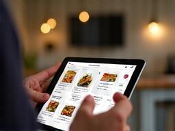 Person selecting a meal on a tablet